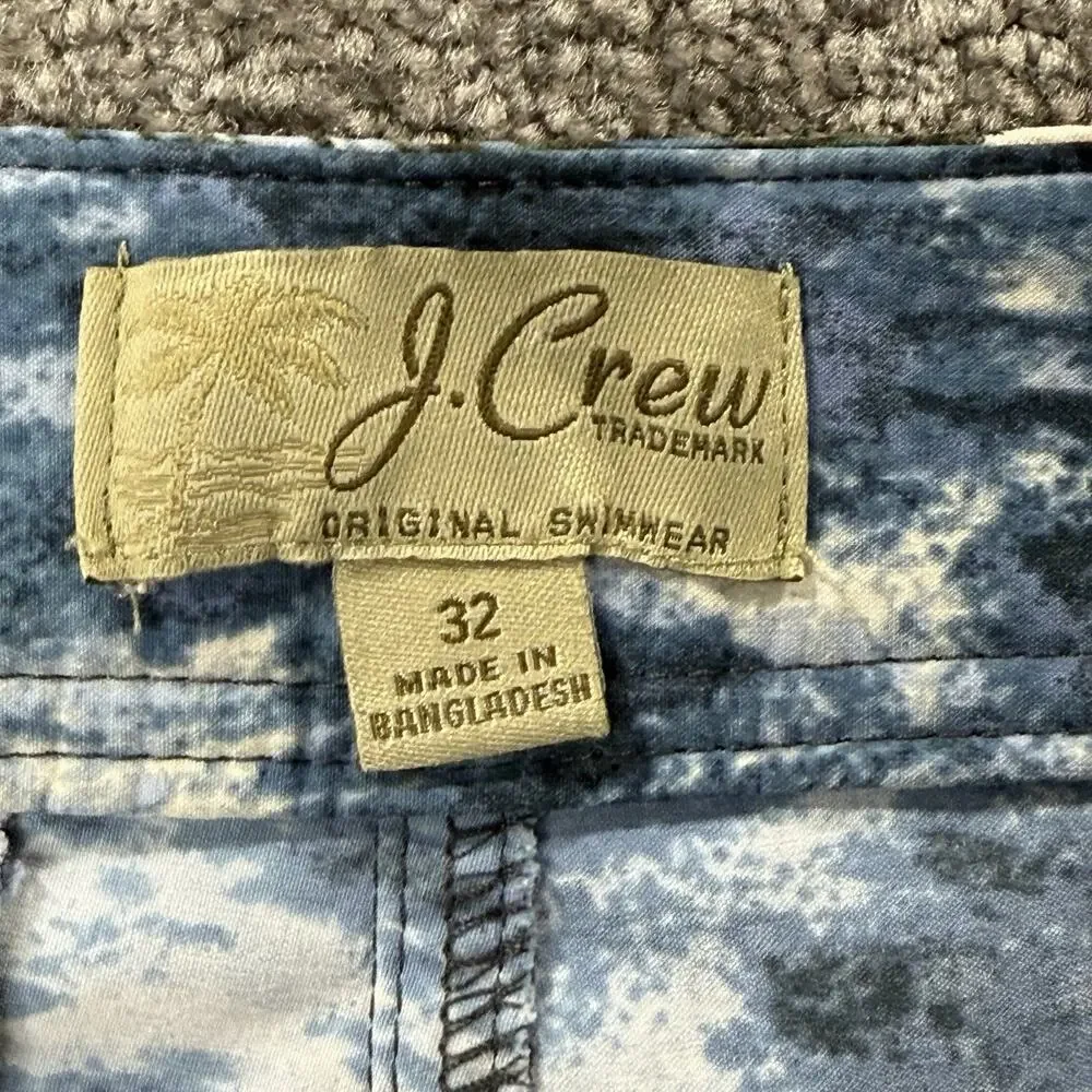 J‎ Crew Swim Trunks 32 Sailing Boat Print Blue Nautical Beach Surf Board Shorts